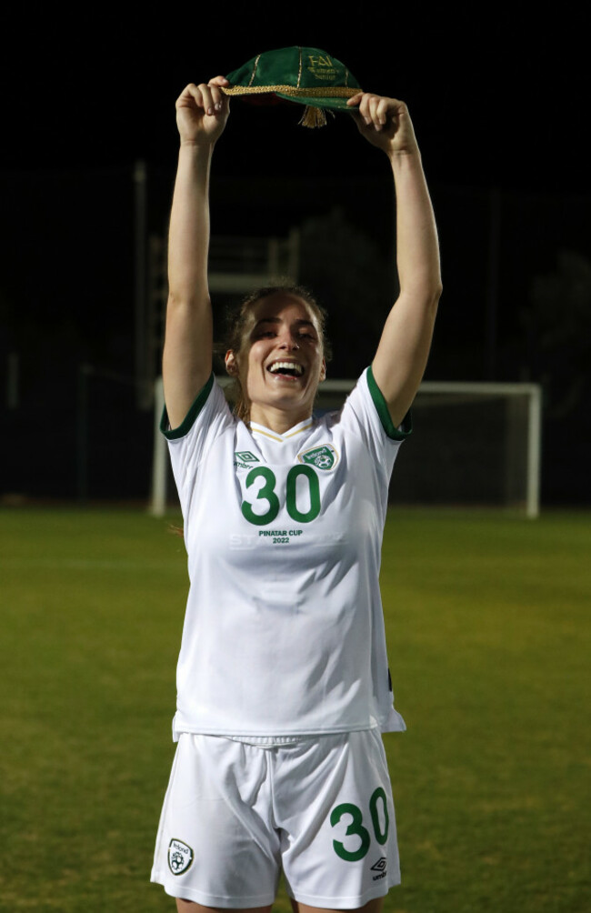 chloe-mustaki-is-presented-with-her-cap-after-the-game