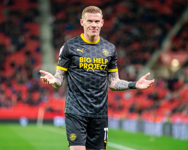 18th-april-2023-bet365-stadium-stoke-staffordshire-england-efl-championship-football-stoke-city-versus-wigan-athletic-ex-stoke-player-james-mcclean-of-wigan-athletic-reacts-to-the-chants-from-t