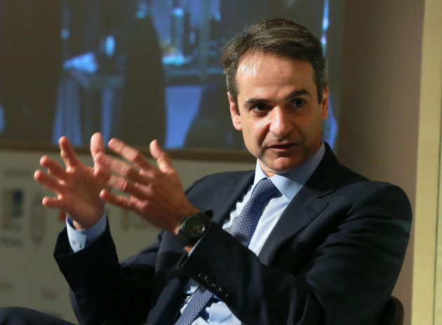 athens-greece-27th-jan-2017-greek-main-opposition-new-democracy-party-leader-kyriakos-mitsotakis-takes-part-in-a-debate-on-titled-america-and-europe-in-the-world-organized-by-the-economist-in
