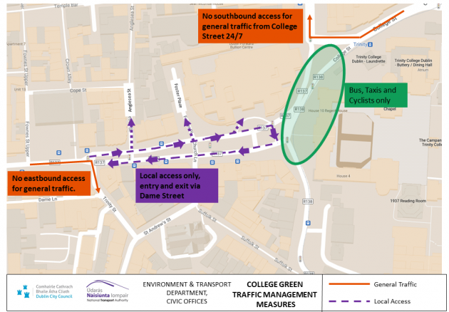 Map of College Green Traffic Management Measures