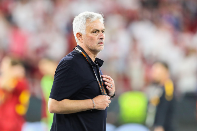 budapest-hungary-01st-june-2023-coach-jose-mourinho-of-as-roma-looks-on-during-the-uefa-europa-league-2023-final-match-between-sevilla-and-as-roma-at-puskas-arena-final-score-sevilla-11-as-roma
