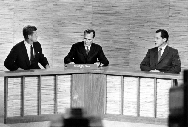 john-f-kennedy-and-richard-nixon-are-seen-here-in-washington-dc-in-this-october-7-1960-file-photo-during-one-of-their-televised-debates-nbc-news-correspondant-frank-mcgee-c-was-the-moderator-duri
