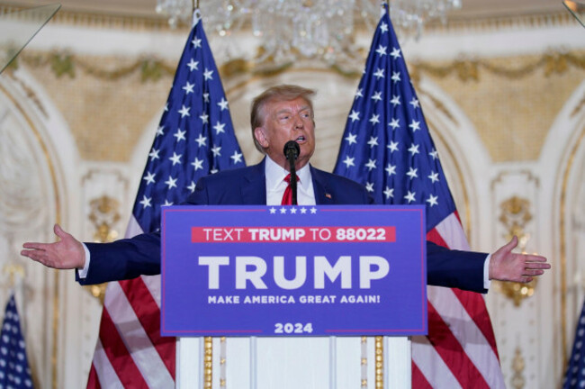 file-former-president-donald-trump-speaks-at-his-mar-a-lago-estate-on-april-4-2023-in-palm-beach-fla-after-being-arraigned-earlier-in-the-day-in-new-york-city-after-his-initial-court-appearanc
