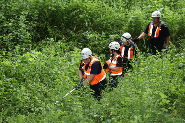 community-rescue-service-volunteers-in-thick-undergrowth-near-the-river-braid-in-ballymena-during-the-search-for-chloe-mitchell-who-was-last-seen-on-cctv-in-the-early-hours-of-june-3-in-ballymena-tow