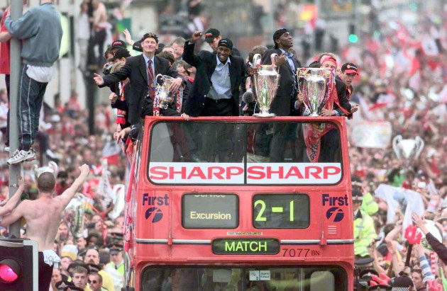 file-photo-dated-27-05-1999-of-crowds-at-deansgate-manchester-cheer-their-treble-winning-manchester-united-football-team-back-from-barcelona-united-lost-only-three-games-in-their-treble-winning-sea