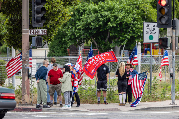 santa-barbara-usa-14th-june-2023-donald-trump-supporters-rally-in-santa-barbara-ca-on-june-14-2023-following-the-former-presidents-arraignment-on-a-37-counts-indictment-related-to-his-handling