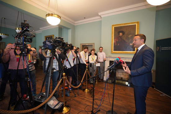 taoiseach-leo-varadkar-speaks-to-the-media-during-the-third-day-of-the-consultative-forum-on-international-security-policy-at-dublin-castle