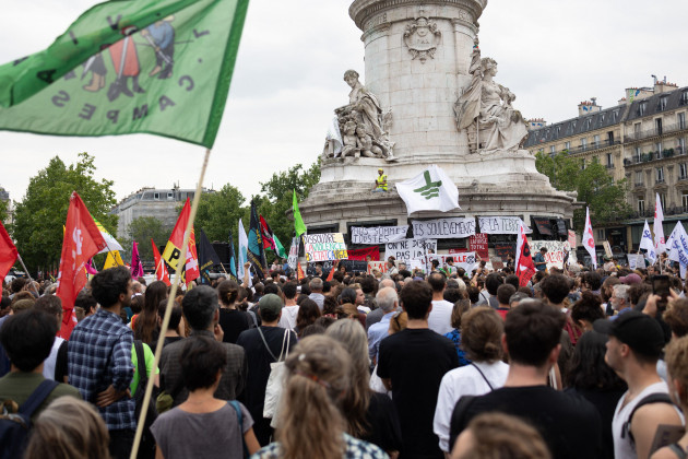 paris-france-28th-june-2023-protesters-during-a-gathering-of-les-soulevements-de-la-terre-in-support-of-nahel-killed-in-nanterre-and-against-the-soulevements-de-la-terre-at-the-place-de-la-republ