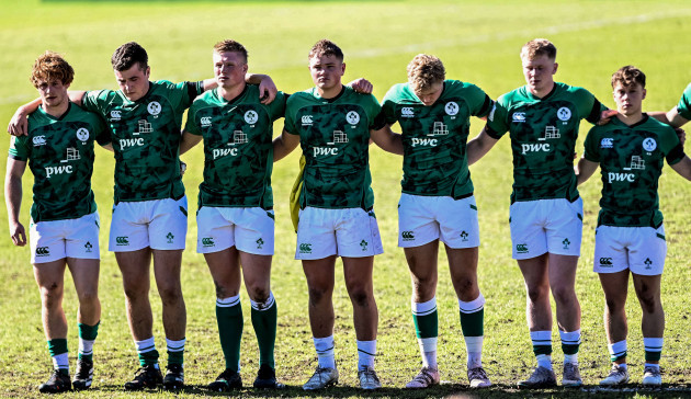 the-ireland-team-stand-for-the-national-anthem-wearing-black-bands-in-honour-of-the-two-irish-students-andrew-odonnell-and-max-wall-who-lost-their-lives-in-greece-over-the-weekend