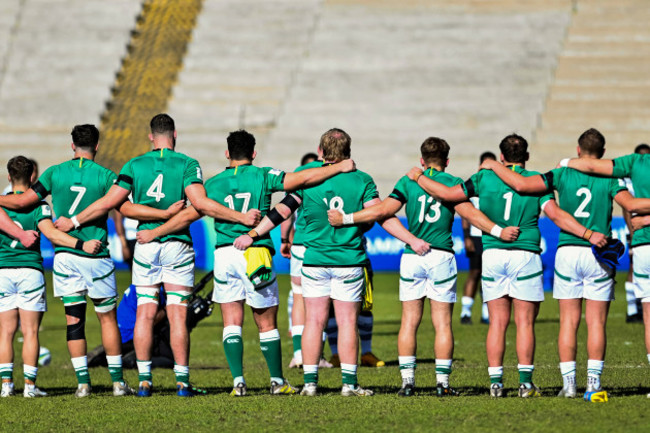 the-ireland-team-stand-for-a-moments-silence-in-memory-of-greig-oliver