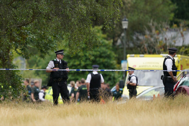 scenes-in-wimbledon-south-london-where-a-car-has-collided-with-a-primary-school-building-officers-firefighters-and-paramedics-including-londons-air-ambulance-responded-to-the-incident-at-around