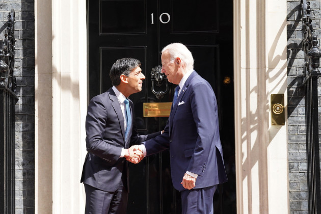 prime-minister-rishi-sunak-greets-us-president-joe-biden-outside-10-downing-street-london-ahead-of-a-meeting-during-his-visit-to-the-uk-picture-date-monday-july-10-2023