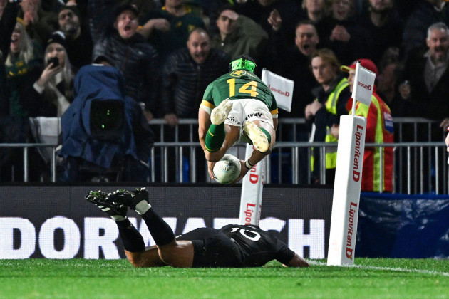 south-africas-cheslin-kolbe-is-airborne-as-he-scores-a-try-during-the-rugby-championship-test-match-between-the-all-blacks-and-south-africa-at-mt-smart-stadium-in-auckland-new-zealand-saturday-jul