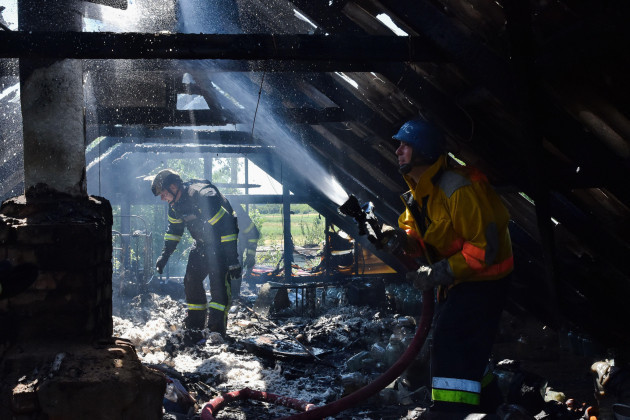 verkhnya-tersa-ukraine-13th-july-2023-ukrainian-state-emergency-service-firefighters-put-out-the-fire-after-a-russian-shelling-hit-a-private-house-in-the-village-verkhnya-tersa-on-the-505th-day-o
