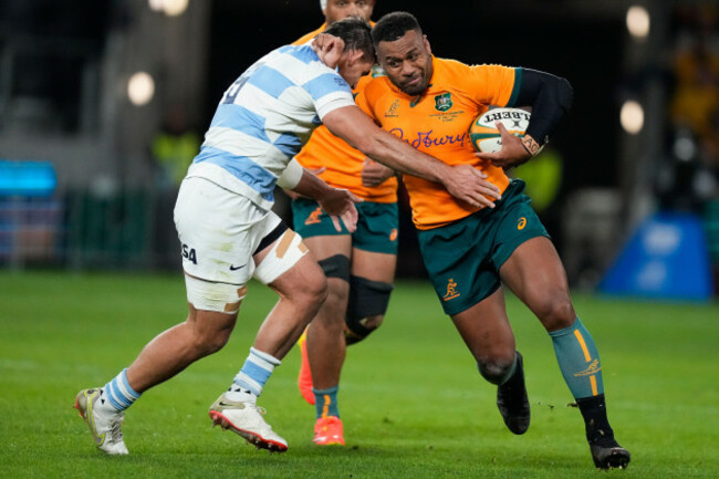 australias-samu-kerevi-right-runs-at-argentinas-pablo-matera-during-the-rugby-championship-test-match-between-australia-and-argentina-in-sydney-australia-saturday-july-15-2023-ap-photorick