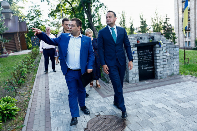 taoiseach-leo-varadkar-right-visits-the-memorial-to-the-heavenly-hundred-at-maidan-square-following-a-meeting-with-ukraines-president-volodymyr-zelensky-in-kyiv-ukraine-picture-date-wednesday