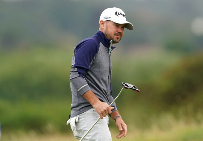 usas-brian-harman-plays-from-the-14th-fairway-during-day-three-of-the-open-at-royal-liverpool-wirral-picture-date-saturday-july-22-2023