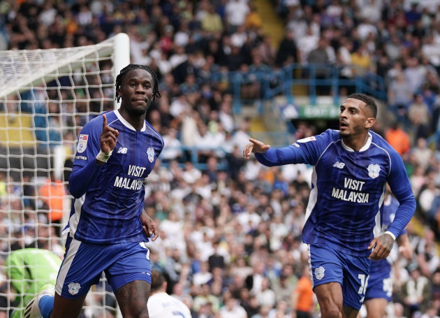 cardiff-citys-ike-ugbo-left-celebrates-scoring-their-sides-second-goal-of-the-game-during-the-sky-bet-championship-match-at-elland-road-leeds-picture-date-sunday-august-6-2023