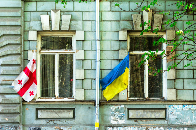 ukranian-and-georgian-flags-tbilisi-april-2022-the-war-in-ukraine-has-raised-a-huge-wave-of-solidarity-in-georgia