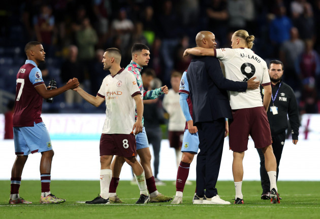 burnley-manager-vincent-kompany-greets-manchester-citys-erling-haaland-following-the-premier-league-match-at-turf-moor-burnley-picture-date-friday-august-11-2023