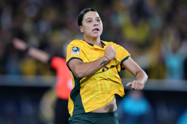 sydney-australia-16th-aug-2023-sam-kerr-of-australia-scores-a-goal-and-celebrates-during-the-fifa-womens-world-cup-2023-semi-final-match-between-australia-women-and-england-women-at-stadium-austr