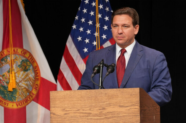 florida-governor-ron-desantis-speaking-in-milton-florida-on-february-2-2023-usa