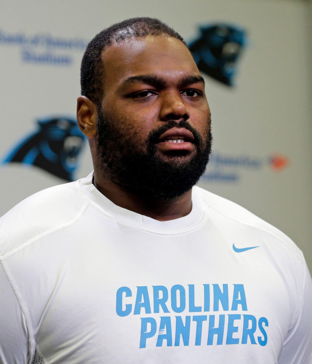 file-in-this-april-20-2015-file-photo-carolina-panthers-michael-oher-speaks-to-the-media-during-the-first-day-of-their-nfl-football-offseason-conditioning-program-in-charlotte-n-c-carolina-sig