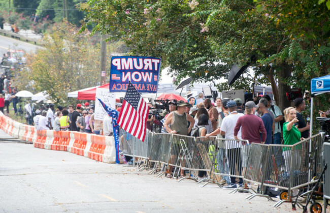 atlanta-united-states-24th-aug-2023-demonstrators-gather-outside-the-fulton-county-jail-in-atlanta-georgia-on-thursday-august-24-2023-former-president-donald-trump-is-expected-to-surrender-thu