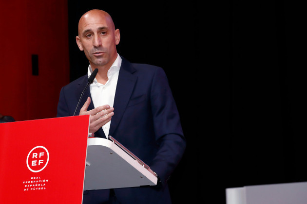 madrid-spain-25th-aug-2023-luis-rubiales-president-of-the-royal-spanish-football-federation-rfef-during-the-extraordinary-assembly-called-after-the-controversy-that-surrounds-the-leader-after-g