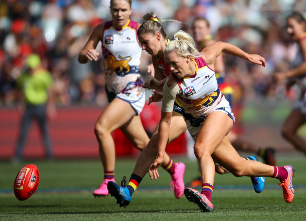 deni-varnhagen-of-the-crows-and-orla-odwyer-of-the-lions-compete-for-the-ball-during-the-aflw-grand-final-match-between-the-adelaide-crows-and-brisbane-lions-at-adelaide-oval-in-adelaide-saturday-a