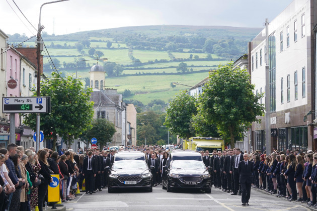 the-hearses-carrying-the-coffins-of-siblings-luke-24-and-grace-mcsweeney-18-make-their-way-to-saints-peter-and-pauls-church-clonmel-co-tipperary-ahead-of-their-funeral-service-picture-date