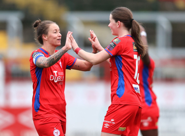 pearl-slattery-and-rebecca-devereux-celebrate-after-the-game