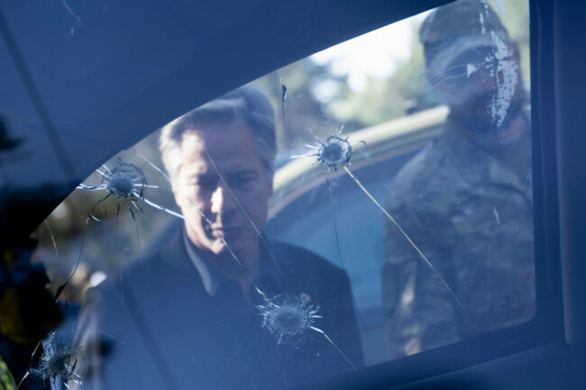 u-s-secretary-of-state-antony-blinken-looks-at-a-damaged-vehicle-while-touring-a-state-border-guard-of-ukraine-detached-commandant-office-of-security-and-resource-supply-site-in-the-kyiv-oblast-ukra