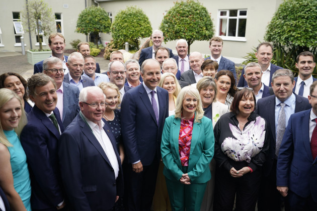 tanaiste-micheal-martin-centre-with-fianna-fail-colleagues-before-a-fianna-fail-party-event-at-the-horse-and-jockey-hotel-in-thurles-co-tipperary-picture-date-monday-september-11-2023