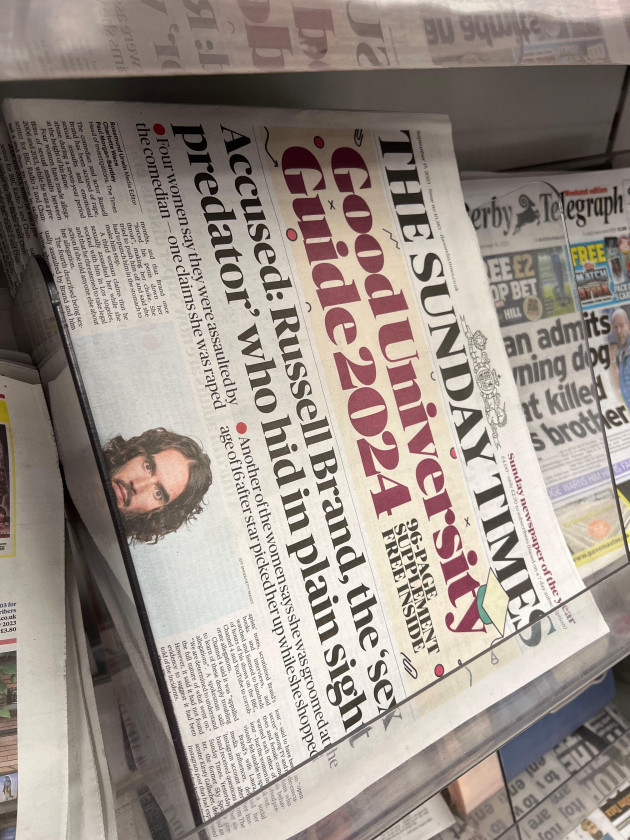 the-front-of-the-british-newspaper-the-sunday-times-on-sunday-17th-september-2023-the-day-the-article-was-published-by-the-sunday-times-and-channel-4-accusing-popular-u-k-comedian-russell-brand-of