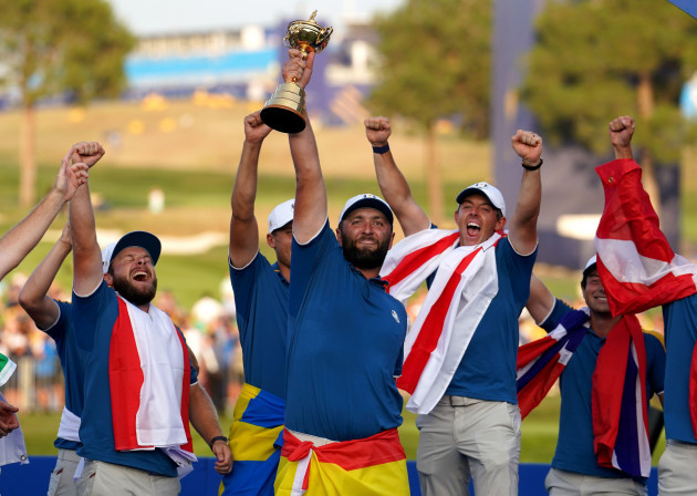 team-europes-jon-rahm-lifts-the-ryder-cup-trophy-after-europe-regained-the-ryder-cup-following-victory-over-the-usa-on-day-three-of-the-44th-ryder-cup-at-the-marco-simone-golf-and-country-club-rome