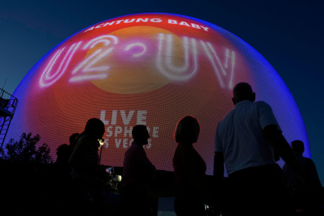 people-arrive-for-the-opening-night-of-the-sphere-and-u2s-uv-achtung-baby-show-friday-sept-29-2023-in-las-vegas-ap-photojohn-locher