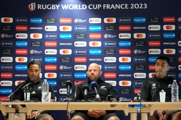 from-the-left-new-zealands-aaron-smith-assistant-coach-jason-ryan-and-rieko-ioane-attend-a-press-conference-tuesday-oct-10-2023-in-paris-new-zealand-will-face-ireland-saturday-oct-14-2023-in-th