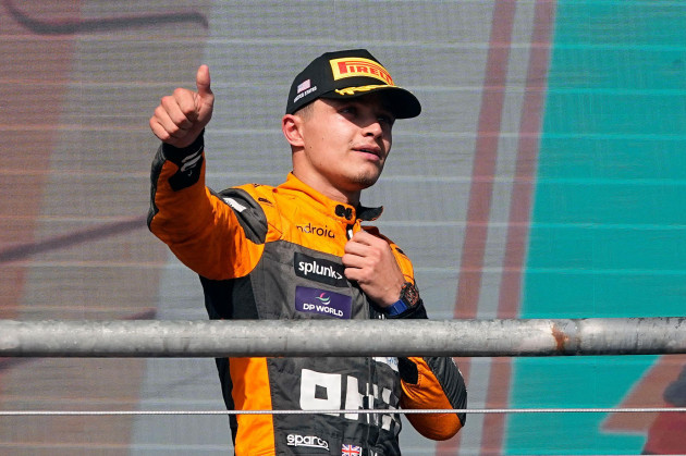 mclaren-driver-lando-norris-of-britain-gives-up-a-thumps-up-on-the-podium-after-the-formula-one-u-s-grand-prix-auto-race-at-circuit-of-the-americas-sunday-oct-22-2023-in-austin-texas-ap-pho