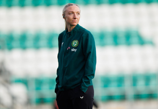 louise-quinn-inspects-the-pitch-ahead-of-the-game