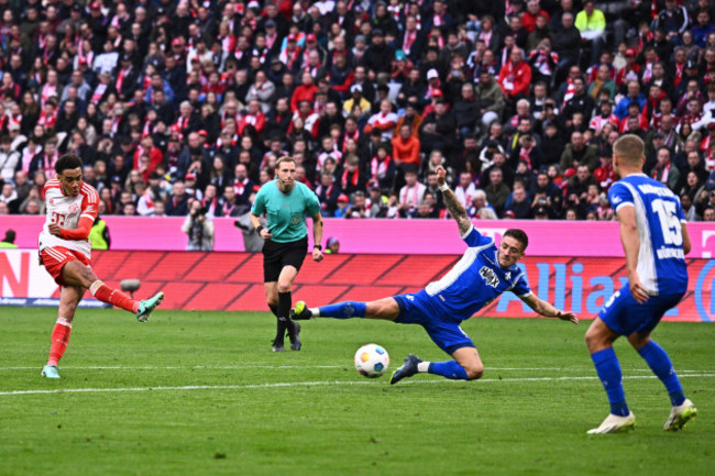 bayerns-leroy-sane-scores-during-the-german-bundesliga-soccer-match-between-bayern-munich-and-sv-darmstadt-98-at-the-allianz-arena-in-munich-germany-saturday-oct-28-2023-tom-wellerdpa-via-ap