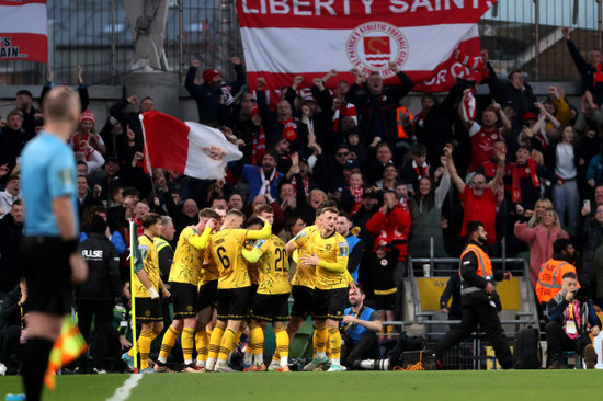 joe-redmond-celebrates-his-sides-second-goal-after-krystian-nowak-scored-an-own-goal