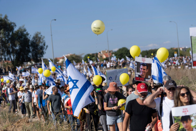 families-and-friends-of-about-240-hostages-held-by-hamas-in-gaza-call-for-their-return-as-they-participate-in-a-five-day-march-for-the-hostages-from-tel-aviv-to-the-prime-ministers-office-in-jerusa