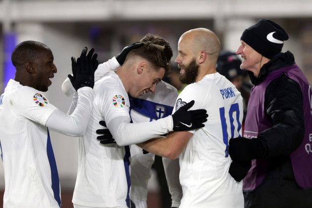 finlands-teemu-pukki-second-from-right-celebrates-with-teammates-after-scoring-their-sides-third-goal-of-the-game-during-the-euro-2024-group-h-qualifying-soccer-match-between-finland-and-northern