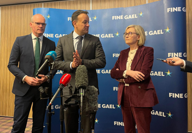 left-to-right-enterprise-minister-simon-coveney-taoiseach-and-fine-gael-leader-leo-varadkar-and-eu-commissioner-mairead-mcguinness-speak-at-a-fine-gael-special-conference-glenroyal-hotel-maynoot