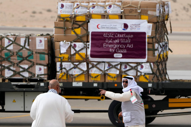 qatari-red-crescent-officials-deliver-humanitarian-aid-at-al-arish-airport-egypt-on-its-way-to-gaza-sunday-nov-19-2023-ap-photoamr-nabil