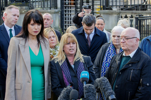 troubles-victim-martina-dillon-centre-speak-to-the-media-outside-belfast-high-court-at-the-royal-courts-of-justice-ahead-of-a-hearing-for-a-legal-challenge-brought-by-victims-of-the-northern-ireland