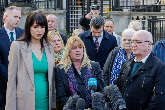 troubles-victim-martina-dillon-centre-speak-to-the-media-outside-belfast-high-court-at-the-royal-courts-of-justice-ahead-of-a-hearing-for-a-legal-challenge-brought-by-victims-of-the-northern-ireland