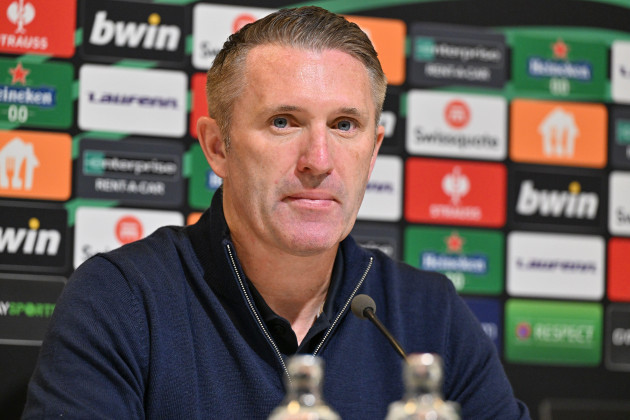 gent-belgium-05th-oct-2023-head-coach-robbie-keane-of-maccabi-tel-aviv-pictured-during-the-press-conference-after-the-uefa-conference-league-on-matchday-2-in-group-b-in-the-2023-2024-season-betwee