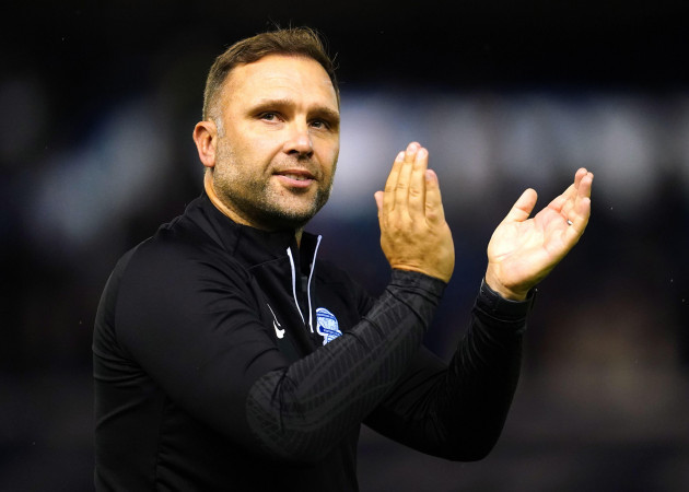 birmingham-city-manager-john-eustace-applauds-the-fans-following-the-sky-bet-championship-match-at-st-andrews-birmingham-picture-date-friday-october-6-2023